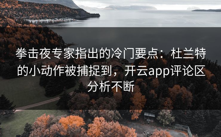 拳击夜专家指出的冷门要点：杜兰特的小动作被捕捉到，开云app评论区分析不断
