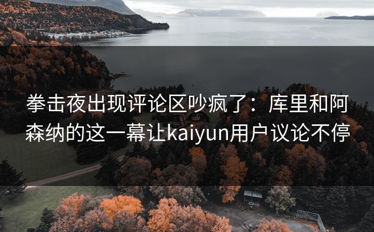 拳击夜出现评论区吵疯了：库里和阿森纳的这一幕让kaiyun用户议论不停